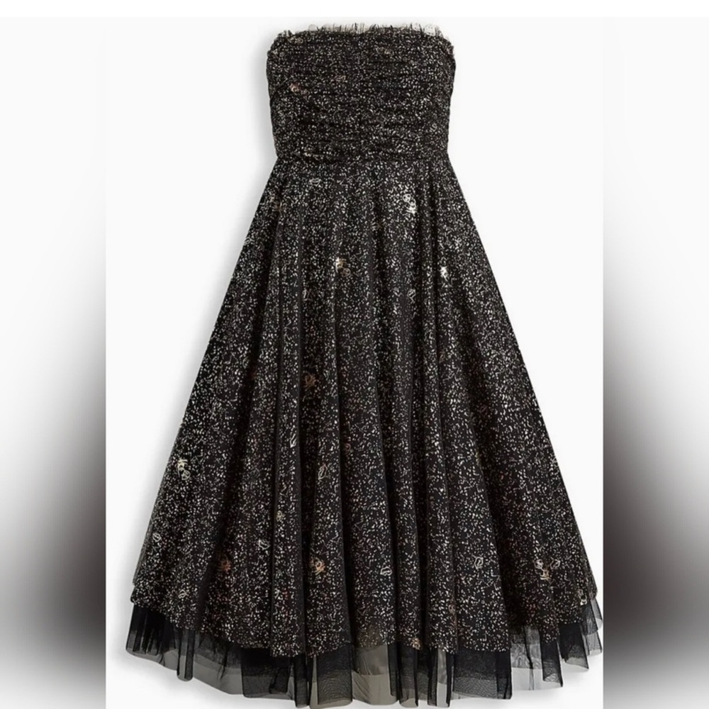 Betsey Johnson Torrid Black Gold Tulle Strapless Dress NWOT